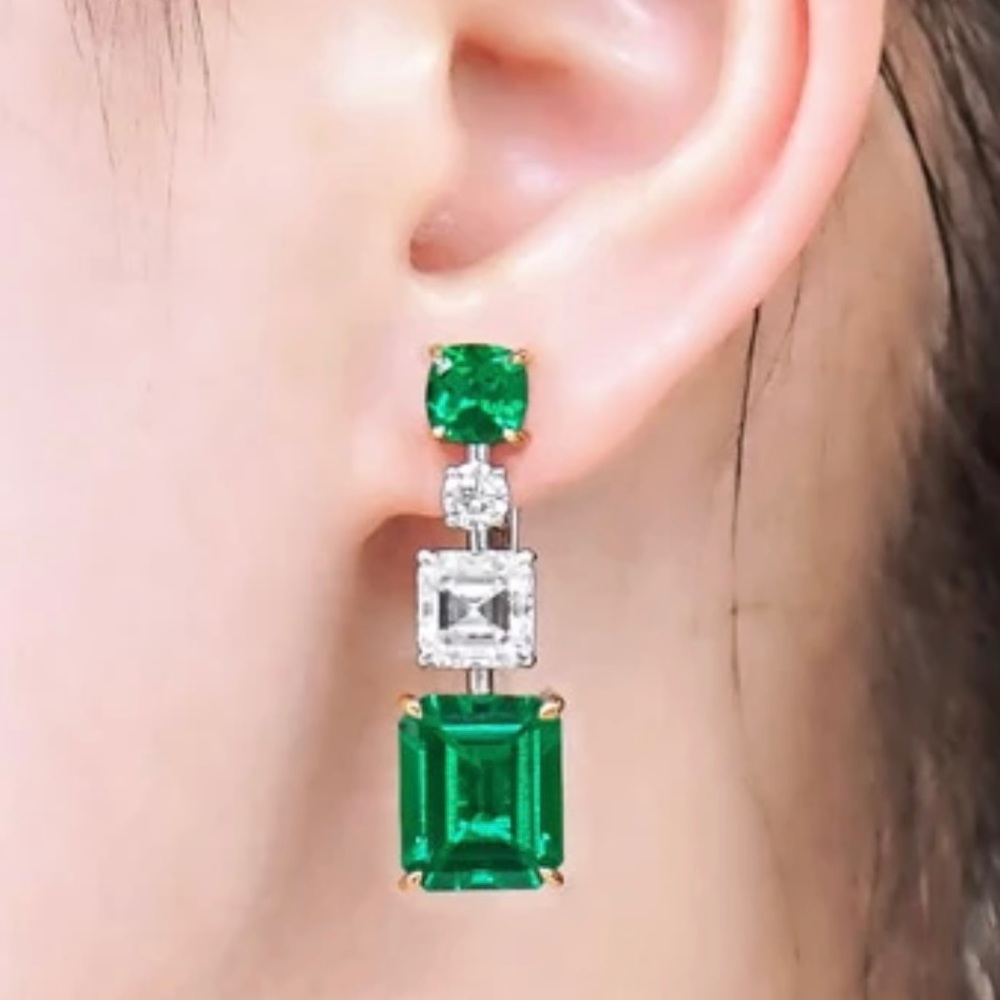 GREEN EMERALD EARRINGS HIGH QUALITY